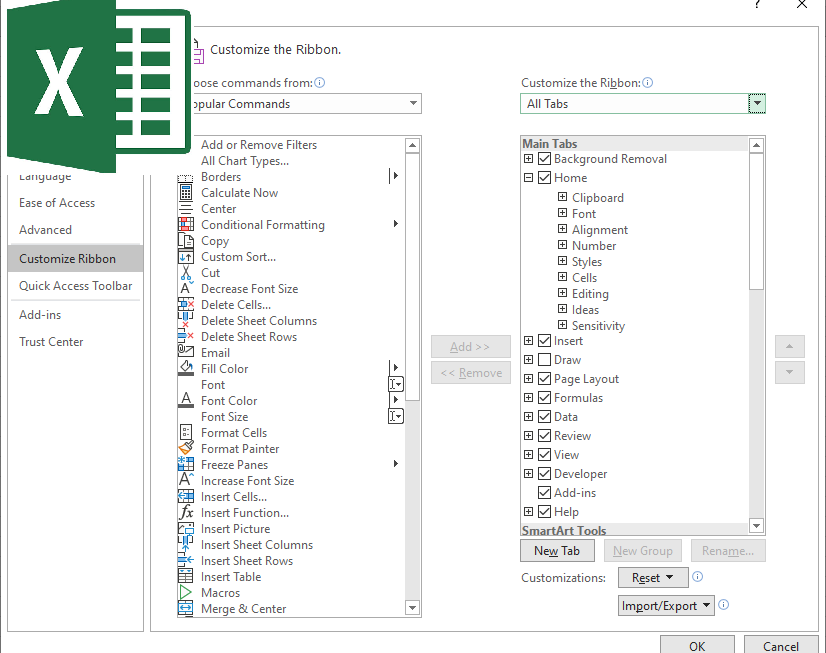 Excel VBA: Displaying the Developer Toolbar or Ribbon