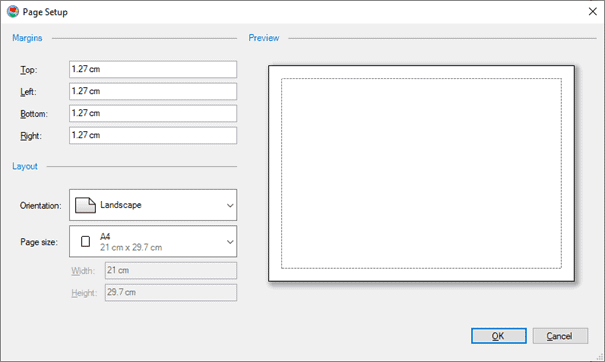 Adjust the page margins, orientation, and paper size.