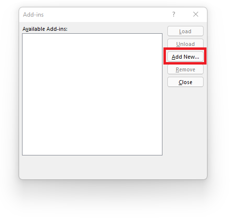 PowerPoint add-in dialog