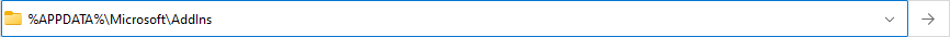 Shortcut to the Addins folder in File Explorer. Enter the path and press the Enter key.